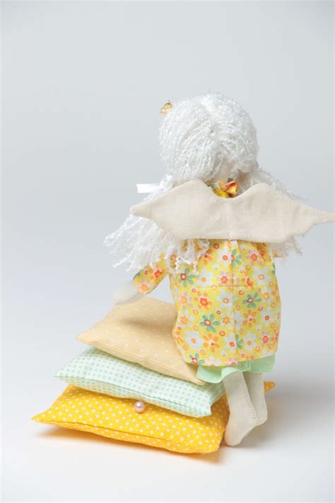 BUY Handmade Designer Fabric Soft Doll In Yellow Dress With White Hair