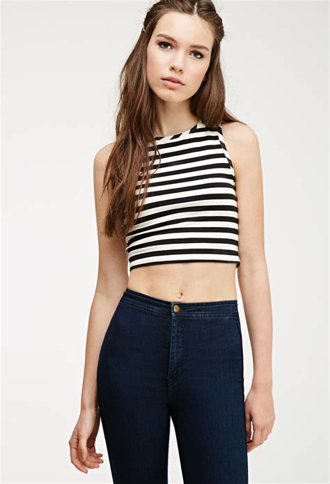 Striped Racerback Crop Top Forever 21 Crop Tops Women Forever21 Tops