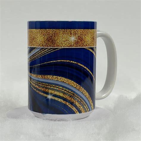 Blue and Gold Mug - Etsy