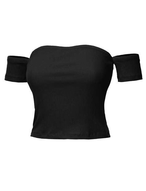 Stretchy Short Sleeve Off Shoulder Ribbed Crop Top In 2020 Crop Tops