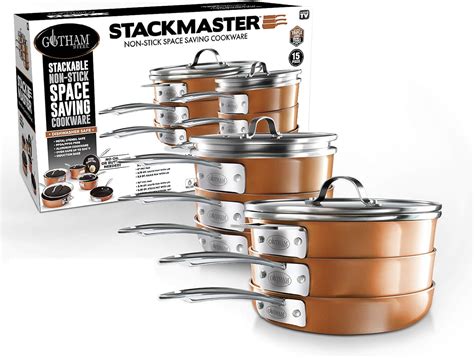 GOTHAM STEEL 2741 Stackable Pots And Pans Set StackMaster Aluminum