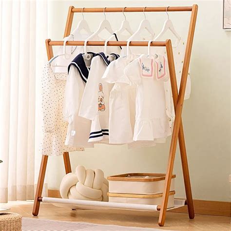 Solid Wood Clothes Rack Clothes Hanger Drying Rack Organizer Folding