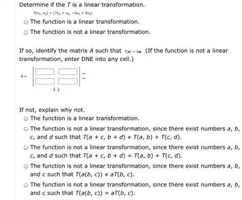 Solved Determine If The T Is A Linear Transformation T X1 Chegg