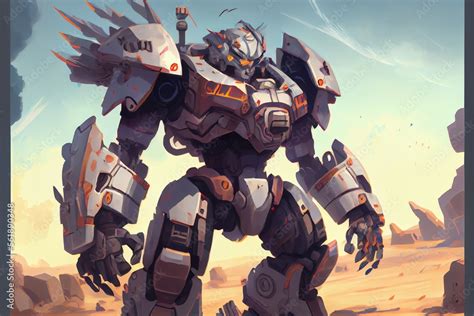 An illustration of Ironhead Mecha artwork.. Generative AI Stock Illustration | Adobe Stock