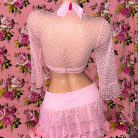 Betsey Johnson Swim Betsey Johnson Pink Heart Barbie Pinup Bikini Swimsuit Vintage Cover Up