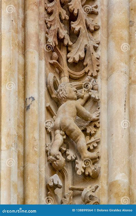 The Famous Naked Man Carved In Stone On The Salamanca Cathedral Facade Stock Photo Image Of