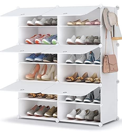 Homidec Shoe Rack Tier Shoe Storage Cabinet Pair Plastic Shoe