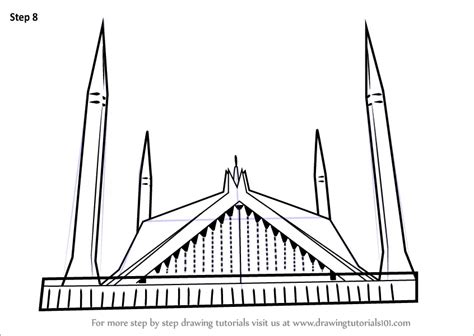 How to Draw Shah Faisal Mosque (Islam) Step by Step ...