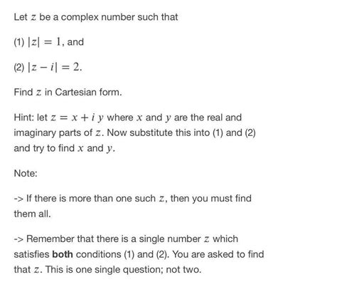 Solved Let Z Be A Complex Number Such That 1 Z 1 And Chegg