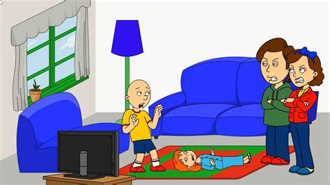 Caillou Pushes Rosie Down The Stairs Grounded Youtube