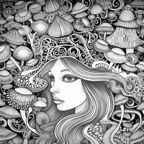 Psychedelic Trippy Adult Coloring Pages Grayscale 52 Digital Etsy Canada