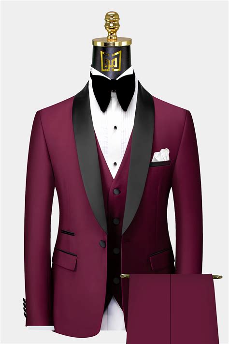 3 Piece Burgundy Tuxedo Gentleman S Guru