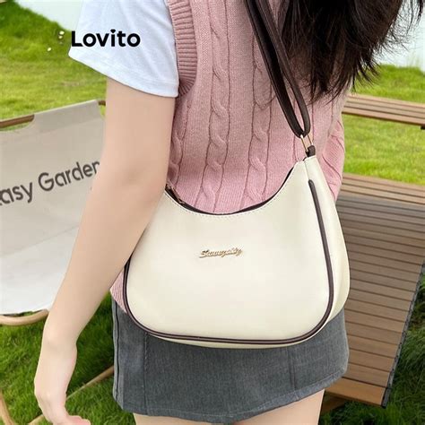 Lovito Preppy Bolsa Feminina Pequena De Ombro Colorblock Texto