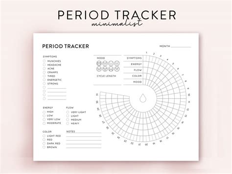 Minimal Period Tracker Digital Women Period Planner Landscape