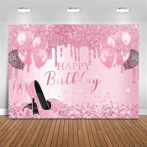 Mocsicka Rose Gold Birthday Backdrop Happy Birthday Party Decorations Glitter