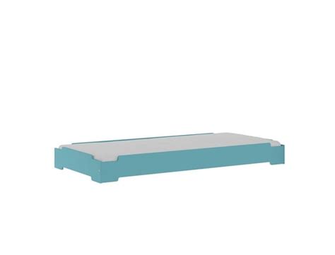 Pack Lit Empilable Avec Sommier Et Matelas Stack Bleu 90x190 Cm AKITEN