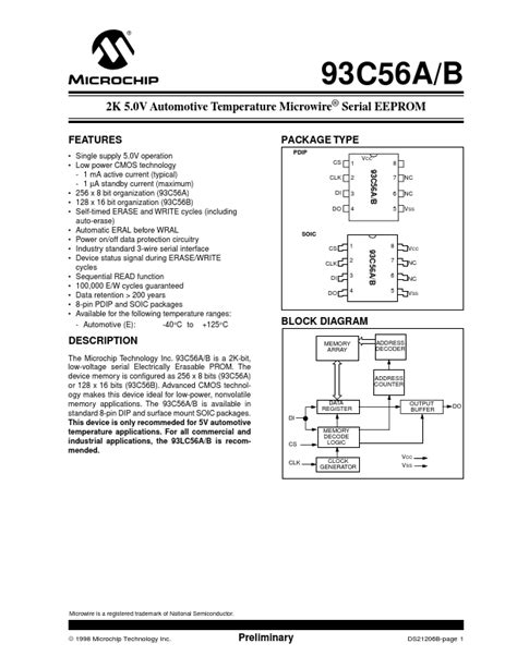 93c56 Microchip Technology Eeprom Hoja De Datos Ficha Técnica