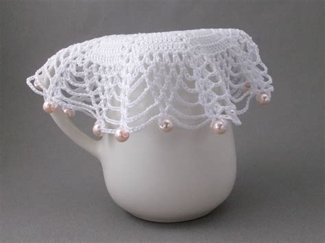 Jug Cover Crochet Beaded Jug Cover With Pale Pink Beads Milk Etsy