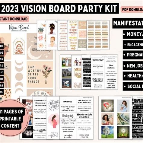 2024 Vision Board Party Kit Goal Mood Board For Women Engagement Money