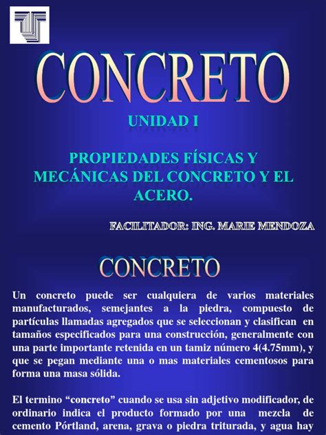 Unidad I Propiedades Físicas Y Mecánicas Del Concreto Y El Acero Descargar Gratis Pdf