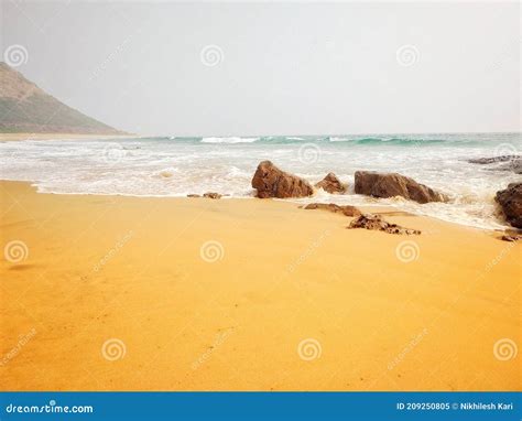 Meeting Of Mountains And Seas Stock Image Image Of Yellow Morning