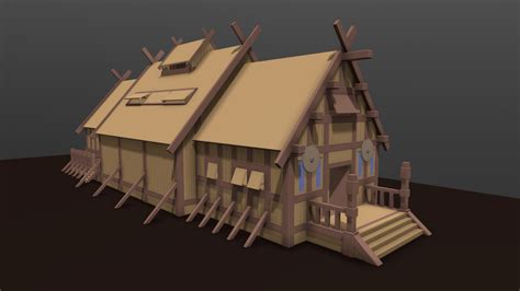 Model With Primitives Viking Longhouse 3d Model By Øyvind H 3d