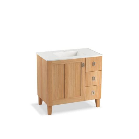 Kohler Poplin 36 In W Vanity Cabinet In Khaki White Oak With Vitreous