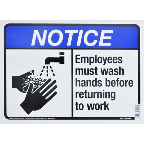 Hillman Aluminum Employees Must Wash Hands Notice Sign 10 In X 14 In At