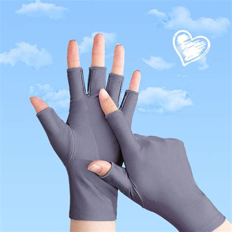 Women Fingerless Sun Protection Gloves Half Finger Sunscreen Anti Uv Gloves Soft Ebay