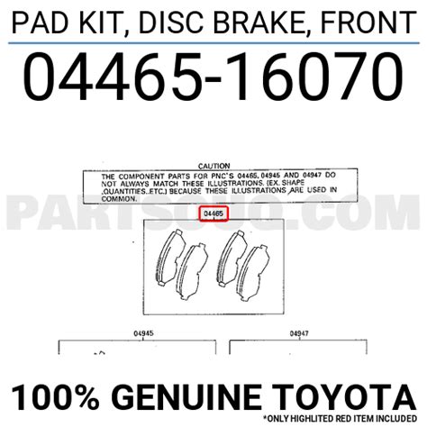 PAD KIT DISC BRAKE FRONT 0446516070 Toyota Parts PartSouq