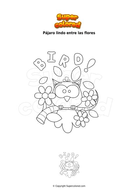 Dibujo Para Colorear P Jaro Lindo Entre Las Flores Supercolored