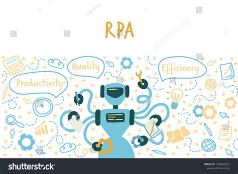 Concept Rpa Robotic Process Automatisation Robot Stock Vector Royalty