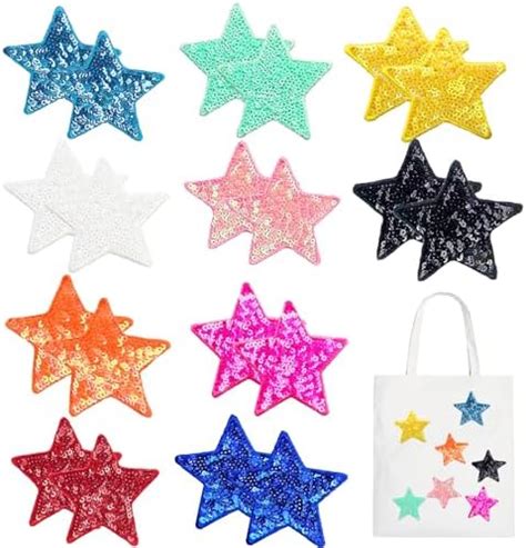 Amazon Pcs Sequin Iron On Patches Star And Heart Patches For