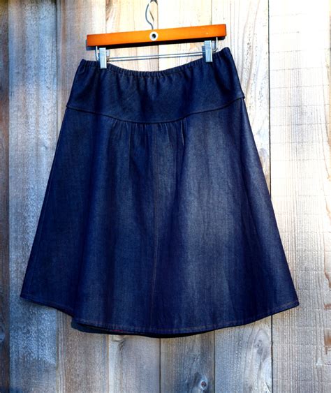 Semi Gathered A Line Denim Skirt Jean Skirt Custom Made In