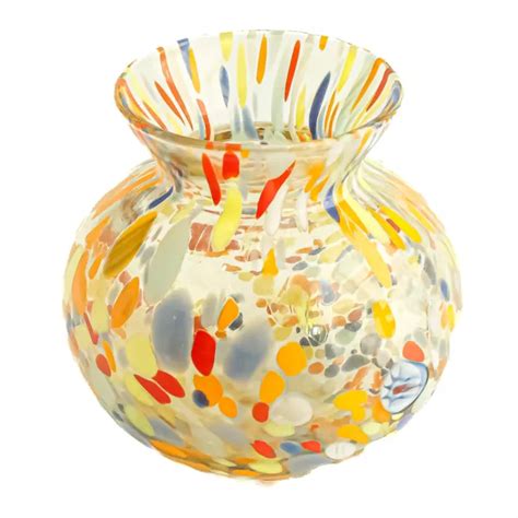 Murano Vase En Verre Ou Bougeoir Jaune Multi Color Main Fabriqu