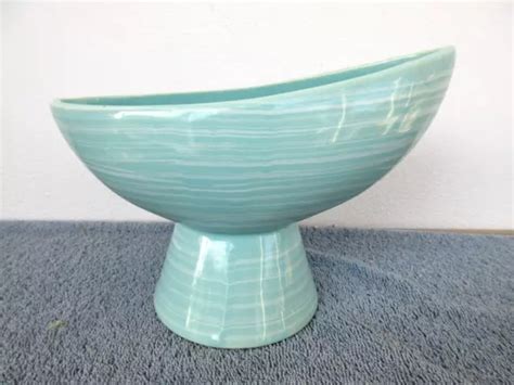 Vintage S Mccoy Pottery Harmony Line Pedestal Planter Turquoise