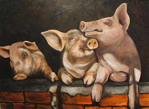 Three Pigs Painting By Luke Lawnicki Fine Art America