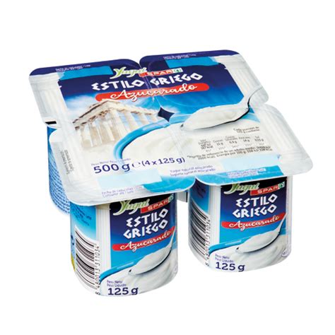 Yogur Yugui Spar Estilo Griego Natural Azucarado 125 Grs Pack 4 Spar