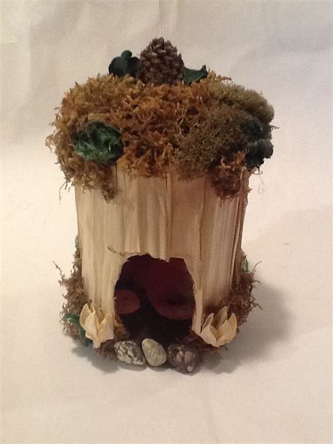 Fairy House Made From Coffee Can Decorated W Moss Dried Flowers