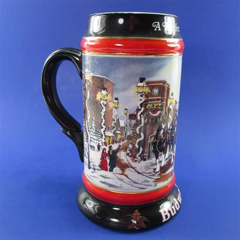 1992 Budweiser Beer Mug Stein Holiday Clydesdales A Perfect Christmas Unused Пивная кружка