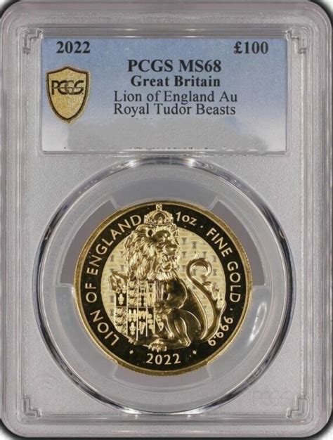 Graded 2022 Tudor Beast Lion Of England 1oz Gold Coin MS68 Buy Bullion