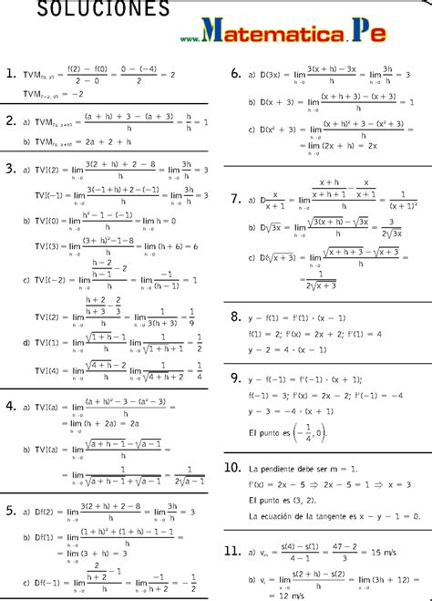 Derivadas Ejercicios Resueltos Matematicas 1 Bachillerato Pdf