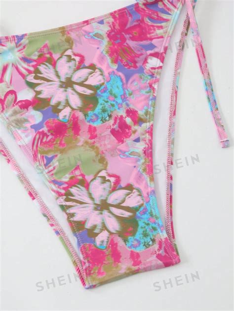 Shein Swim Vcay Summer Beach Plus Size Printed 4 Piece Bikini Set With