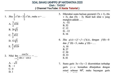 Soal Ppg Matematika Sma