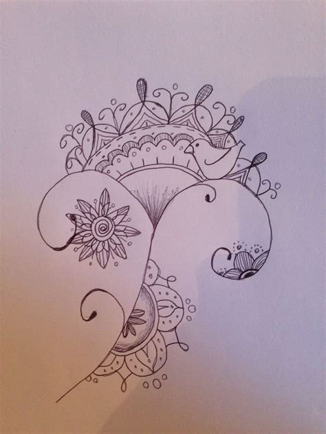 Zen Tangle Flower With Bird By Karen D