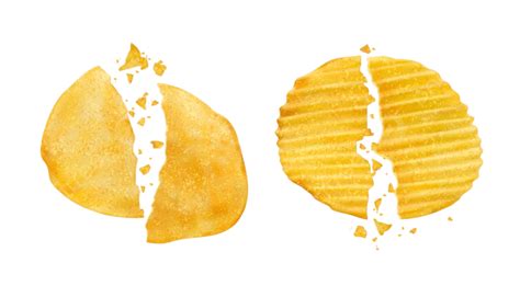 Cracked And Broken Potato Chips With Crumbs Illustration Salted