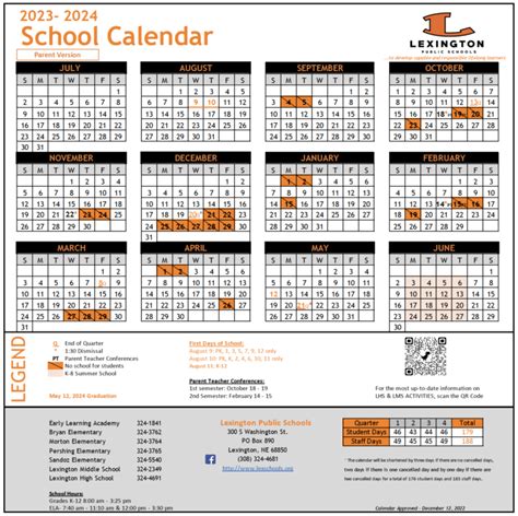 Calendar – Lexington Public Schools