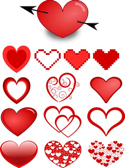 Variety Of Hearts - Openclipart