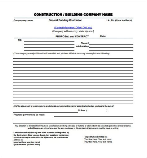 Construction Proposal Template Pdf Free Download - Printable Templates