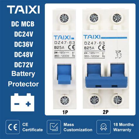 DC24V 36V 48V 72V DC MCB Battery Car Protector Mini Circuit Breaker